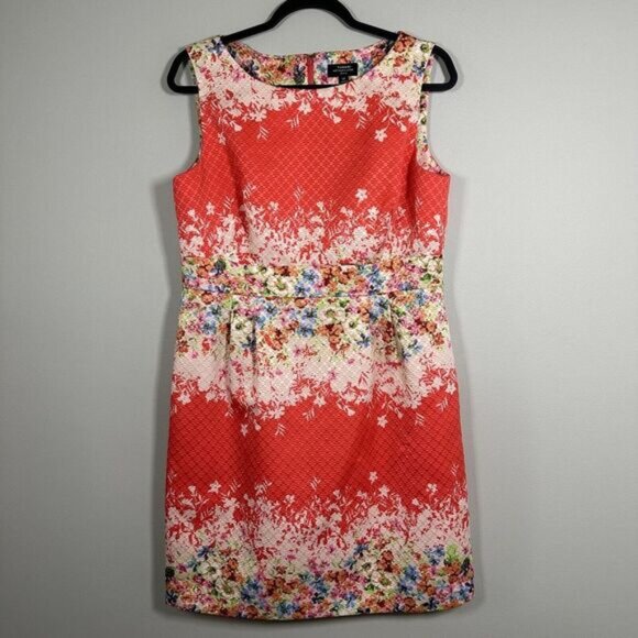 Tahari Dresses & Skirts - Tahari Arthur S.‎ Levine Petite 12P Coral Floral Sleeveless Pencil Dress